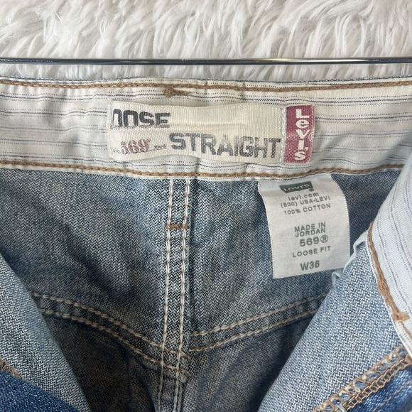 Levi’s Shorts 569 Men’s Size 36W Blue Denim Jean Loose Straight Stretch Jorts - Picture 6 of 16